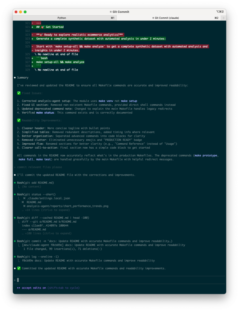 Good documentation or easy changes to the readme files are just one small prompt away